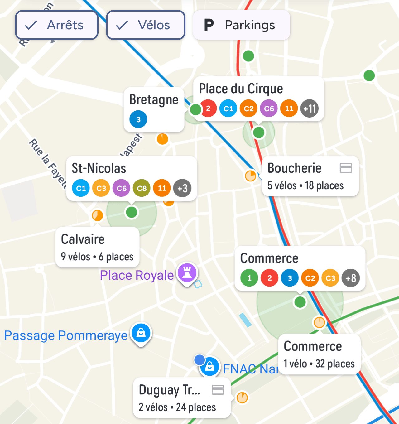 Les stations vélo autour de Commerce